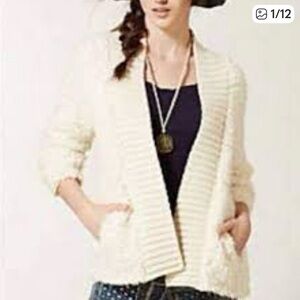 Anthropologie Sleeping On Snow Lodge Cloud Popcorn Knit Open Cardigan Size S/P
